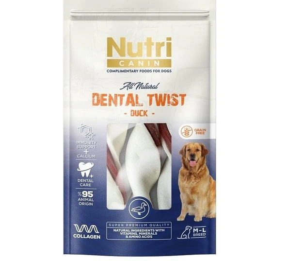 Nutri Canin Dental Twist Ördekli Köpek Ödülü M/L 120 Gr