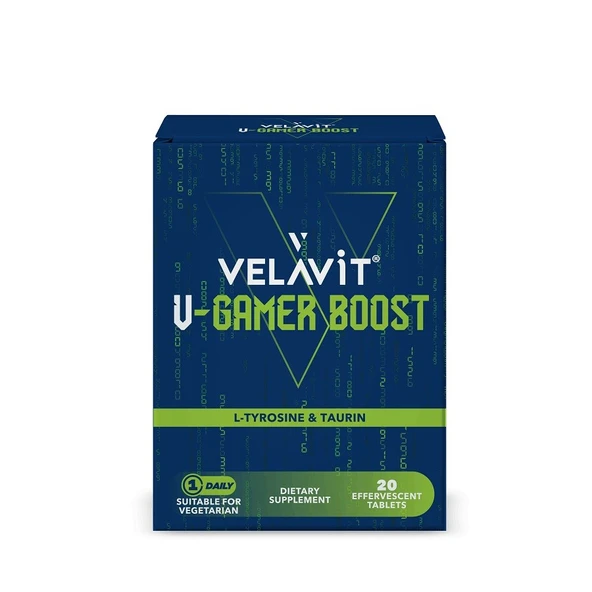 Velavit V-Gamer Boost L-TYROSINE TAURIN 20 Efervesan Tablet ürün görseli