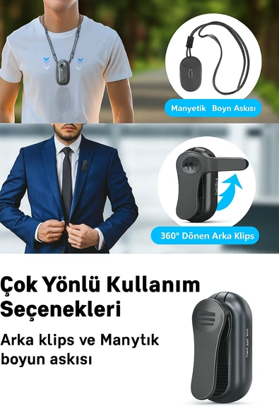 UHD 4K WiFi Vlog Kamera 30M Su Geçirmez Geniş Açı Lens Dahili Pil Manyetik Askılı - 5