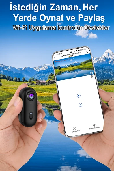 UHD 4K WiFi Vlog Kamera 30M Su Geçirmez Geniş Açı Lens Dahili Pil Manyetik Askılı - 6