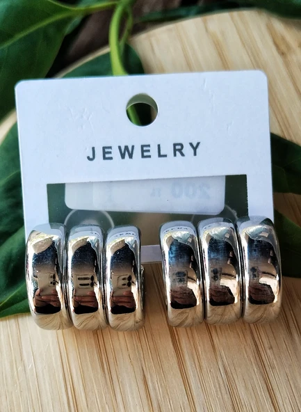 Monalisa Home Gümüş Renk Lüks Gösterişli Üçlü Görünüm  Küpe ürün görseli 1