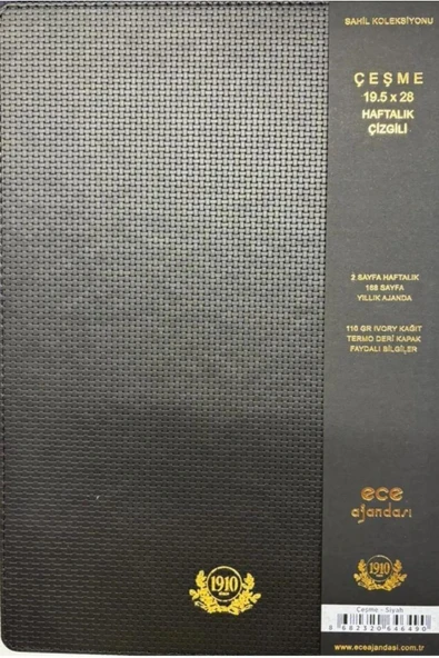 Ece Ajanda Çeşme Siyah Haftalık 19,5x28 2025 - Resim 2