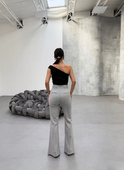 230 Gr Poly Viscose Full Lycra İspanyol Paça Pantolon - Resim 2