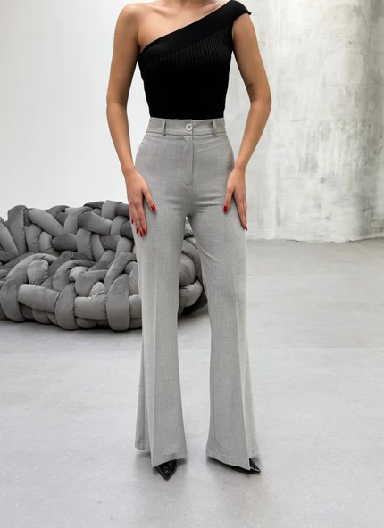 230 Gr Poly Viscose Full Lycra İspanyol Paça Pantolon - Resim 4