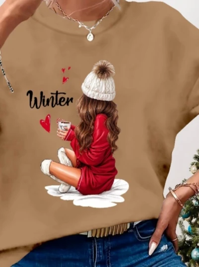 Kadın Yılbaşı özel Uzun Kollu Bisiklet Yaka Desenli Viskon Iki Iplik Bluz - Resim 2