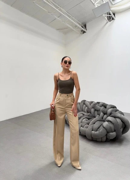 Trio Arka Bel Lasti̇k Detayli Palazzo Pantolon ürün görseli