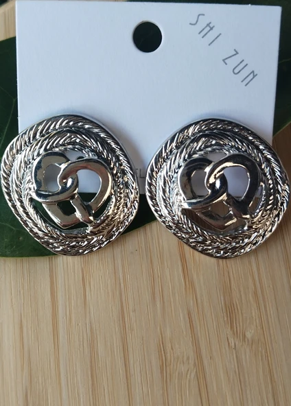 Monalisa Home Gümüş Renk Lüks Gösterişli Figürlü  Büyük  Küpe