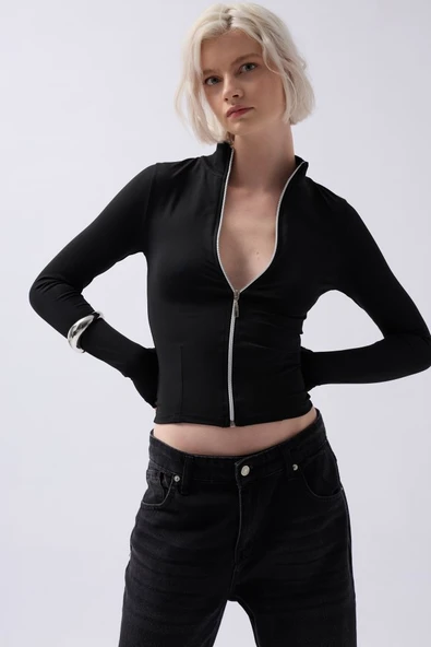 Fermuar Detaylı Bluz - Resim 4