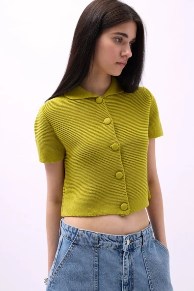Bebe Yaka Düğmeli Bluz - Resim 4