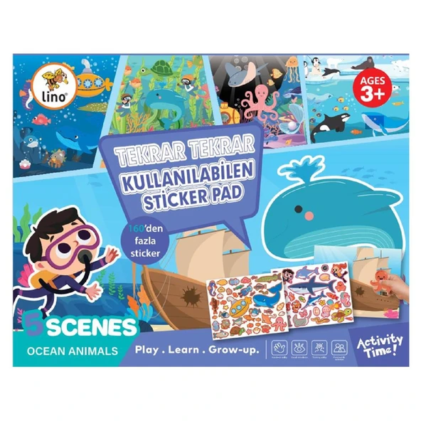 Lino Tekrar Kullanılabilen Sticker Pad Okyanus Canlıları (LS-601) ürün görseli