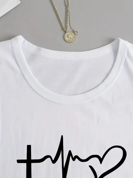 Kadın Uzun Kollu Bisiklet Yaka Yazı Baskılı Viskon Bluz - Resim 4