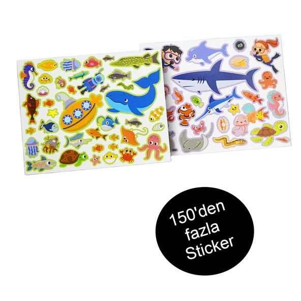 Lino Tekrar Kullanılabilen Sticker Pad Okyanus Canlıları (LS-601) - Resim 2
