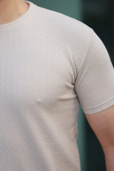 Erkek Kısa Kollu Zigzag Desenli T-shirt - Resim 2