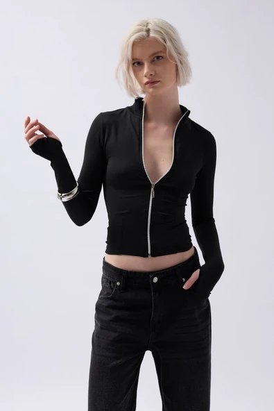 Fermuar Detaylı Bluz - Resim 3