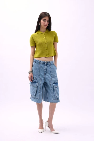 Bebe Yaka Düğmeli Bluz - Resim 2