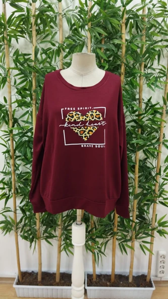 Kadın Uzun Kollu Bisiklet Yaka Desenli Viskon Iki Iplik Bluz - Resim 4