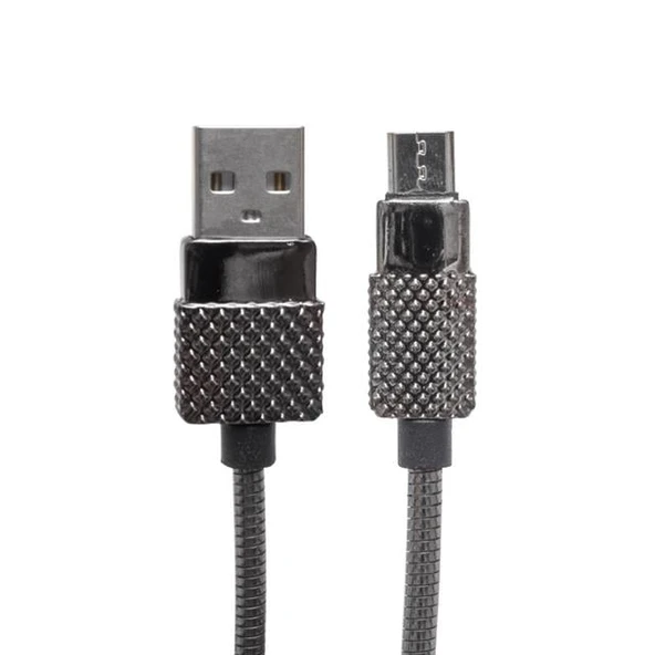 Powermaster Metal Yaylı 3 Amper Micro USB Şarj ve Data Kablosu