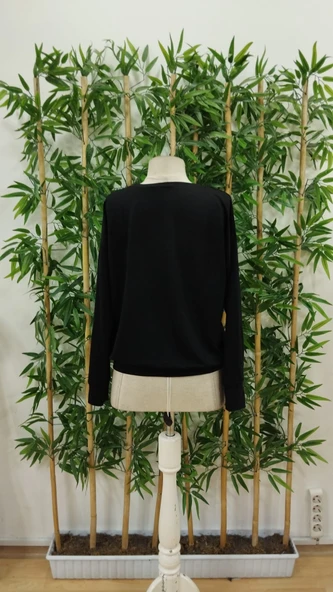 Kadın Yılbaşı Özel Uzun Kollu Bisiklet Yaka Desenli Viskon Iki Iplik Bluz - Resim 5