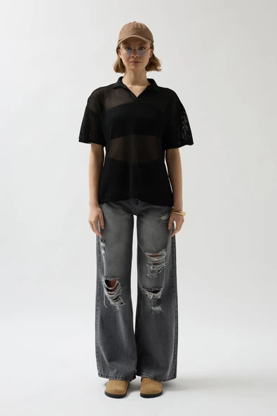 Polo Yaka TransparanT-Shirt - Resim 2