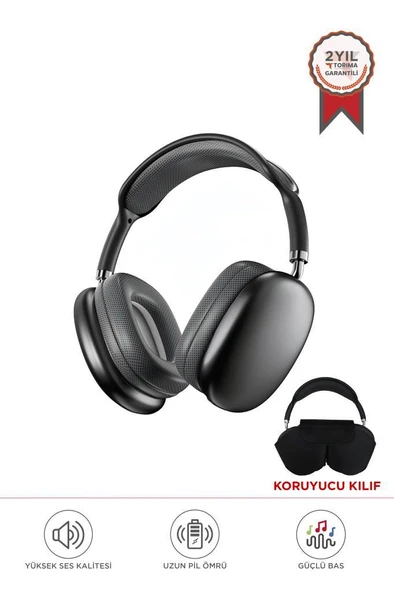 Torima P9 Pro Max Siyah Kablosuz 5.0 Mikrofonlu Sd Kart Girişli Aux Kablolu Bluetooth Kulaklık ürün görseli