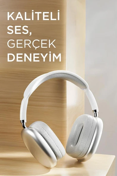 Torima P9 Pro Max Beyaz Kablosuz 5.0 Mikrofonlu Sd Kart Girişli Aux Kablolu Bluetooth Kulaklık - 2