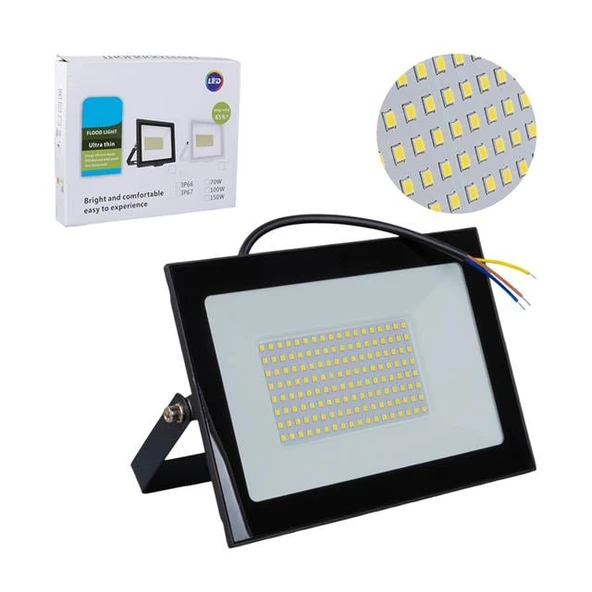 Powermaster PM-22572 100 Watt - 220 Volt 6500K IP66 150* Işık Açısı Siyah Slim Kasa Beyaz Led Projektör