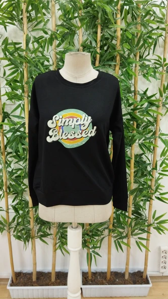 Kadın Uzun Kollu Bisiklet Yaka Viskon Iki Iplik Bluz - Resim 4