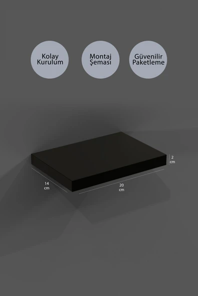 yankı-byeg 20 Cm 3lü Mat Siyah Mdf Uçan Mini Duvar Rafı Gizli Bağlantı Çiçeklik - Resim 2