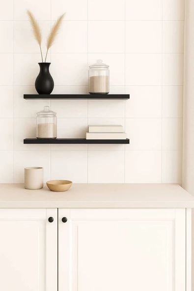 yankı-byeg 40 Cm 2li Mat Siyah Mdf Uçan Duvar Rafı Gizli Bağlantı Kitaplik ürün görseli