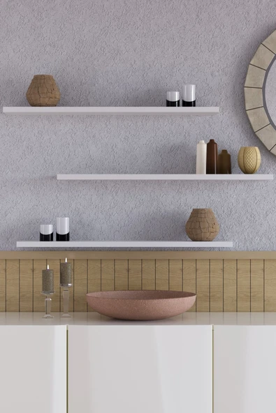 yankı-byeg 70 Cm 3lü Mat Beyaz Mdf Uçan Duvar Rafı Gizli Bağlantı Kitaplık Dekoratif Raf ürün görseli