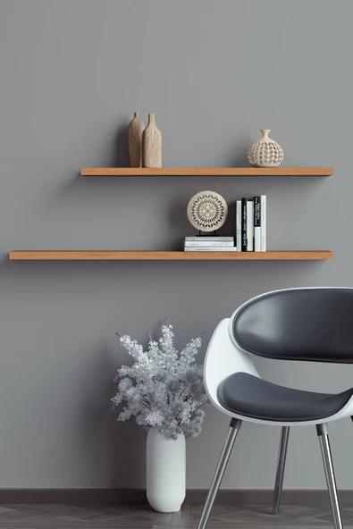 yankı-byeg 80 Cm 60 Cm 2li Safir Meşe Mdf Uçan Duvar Rafı Gizli Bağlantı Kitaplık ürün görseli