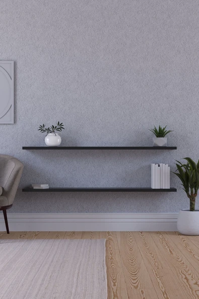 yankı-byeg 100 Cm 2li Mat Siyah Mdf Uçan Duvar Rafı Gizli Bağlantı Kitaplık ürün görseli