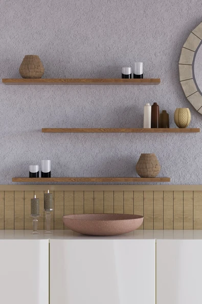 yankı-byeg 70 Cm 3lü Safir Meşe Mdf Uçan Duvar Rafı Gizli Bağlantı Kitaplık ürün görseli