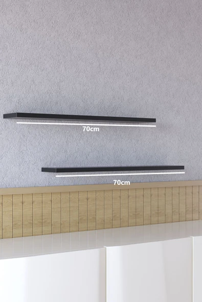 yankı-byeg 70 Cm 2li Mat Siyah Mdf Uçan Duvar Rafı Gizli Bağlantı Kitaplık - Resim 2