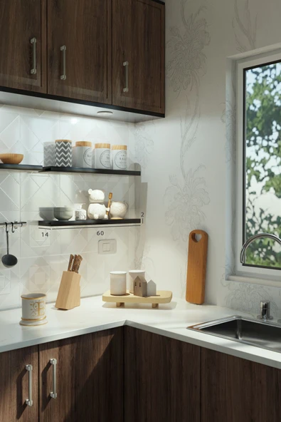 yankı-byeg 60 Cm 3lü Mat Siyah Mdf Dekoratif Duvar Rafı Gizli Bağlantı Kitaplık - Resim 2