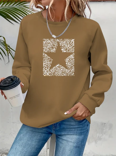 Kadın Uzun Kollu Bisiklet Yaka Desenli Viskon Iki Iplik Bluz ürün görseli