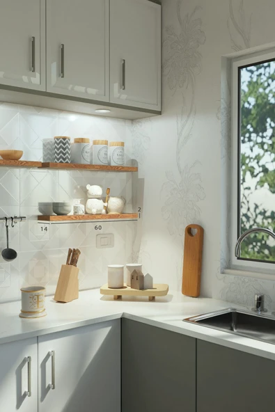 yankı-byeg 60 Cm 3lü Safir Meşe Mdf Uçan Duvar Rafı Gizli Bağlantı Kitaplık - Resim 2