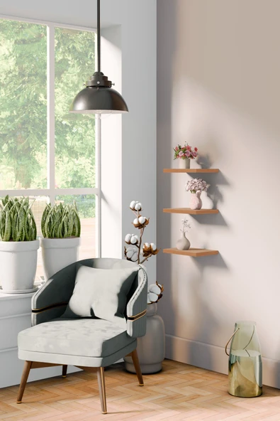 yankı-byeg 20 Cm 3lü Safir Meşe Mdf Uçan Duvar Rafı Gizli Bağlantı Çiçeklik ürün görseli