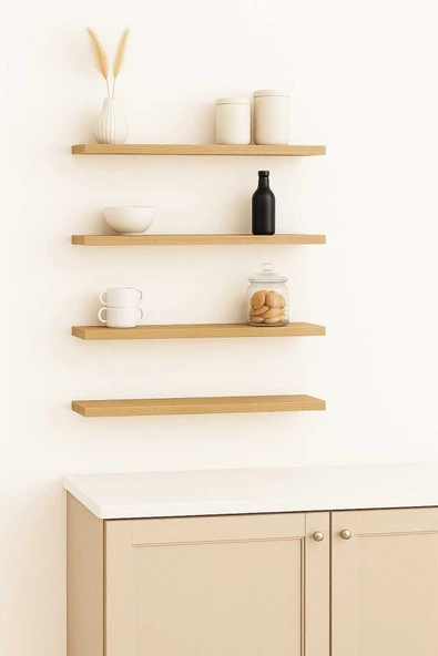 yankı-byeg 40 Cm 4lü Safir Meşe Mdf Uçan Duvar Rafı Gizli Bağlantı Kitaplık ürün görseli