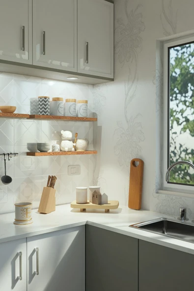 yankı-byeg 60 Cm 3lü Safir Meşe Mdf Uçan Duvar Rafı Gizli Bağlantı Kitaplık - Resim 3