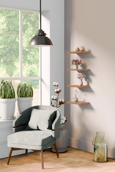 yankı-byeg 20 Cm 4lü Safir Meşe Mdf Uçan Mini Duvar Rafı Gizli Bağlantı Çiçeklik ürün görseli