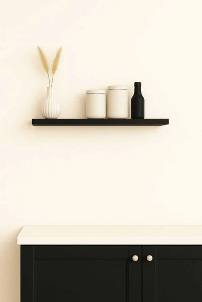 yankı-byeg 40 Cm Mat Siyah Mdf Uçan Duvar Rafı Gizli Bağlantı Kitaplık Ahşap ürün görseli