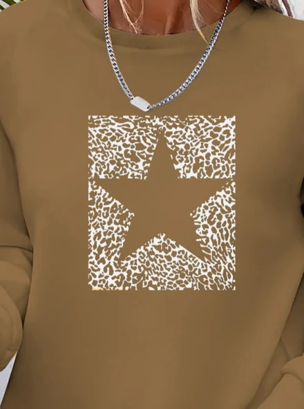 Kadın Uzun Kollu Bisiklet Yaka Desenli Viskon Iki Iplik Bluz - Resim 2