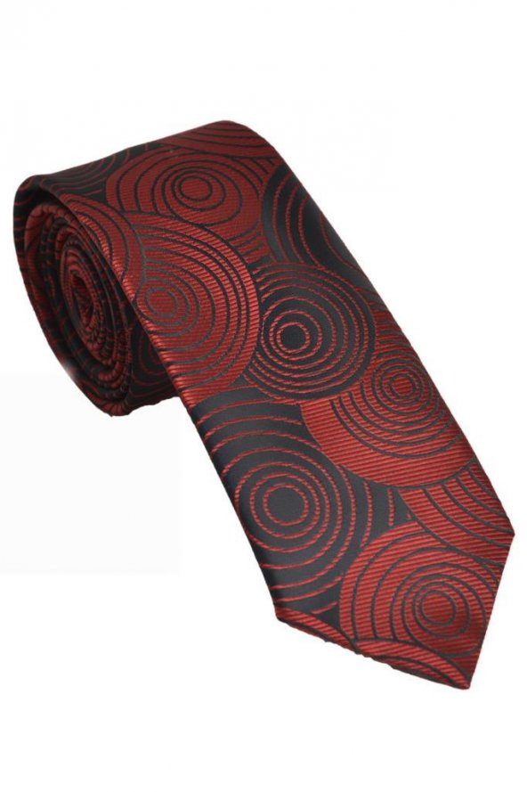 Brianze Geometrik Desen Kırmızı Mendilli Kravat - Resim 2