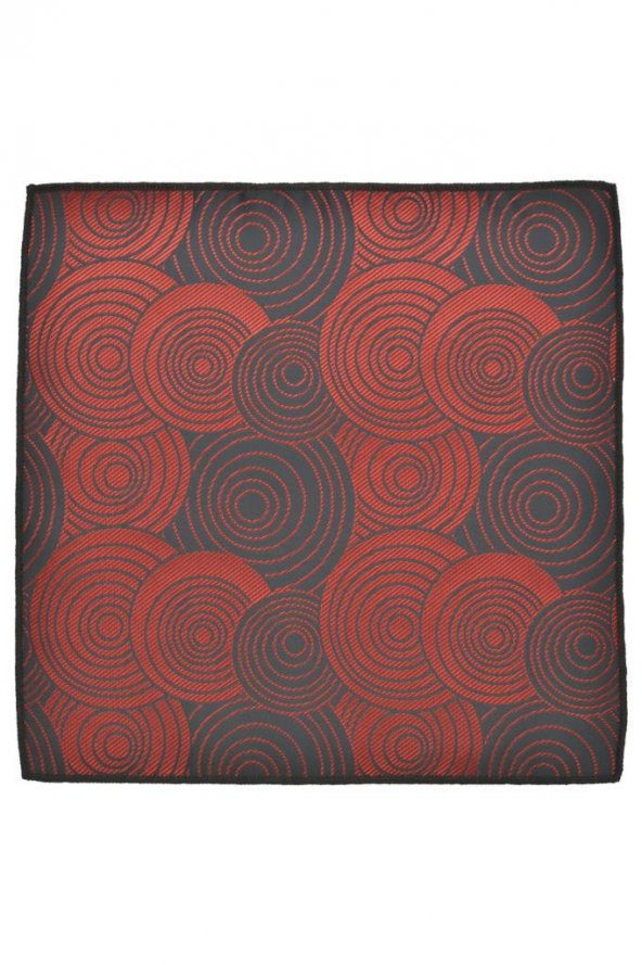 Brianze Geometrik Desen Kırmızı Mendilli Kravat - Resim 4