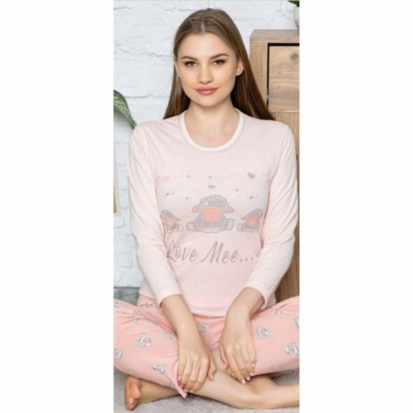 Pijama Moda Pubra Pembesi Uzun Kollu Bayan Pijama Takımı