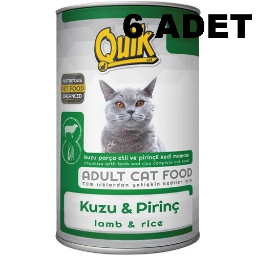 Quik Kedi 6 Adet 415 gr Kuzu Etli-Pirinç Konserve skt:06/2028 - 1