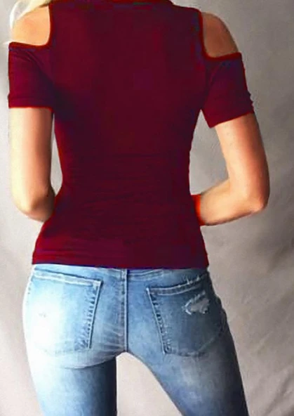 Kadın Bağcık Detaylı Viskon Kumaş Bluz 55cm - Resim 3