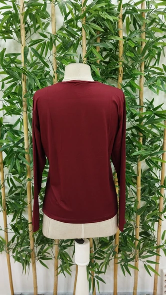 Kadın Uzun Kollu Bisiklet Yaka Ayçiçeği Desenli Viskon Bluz - Resim 7