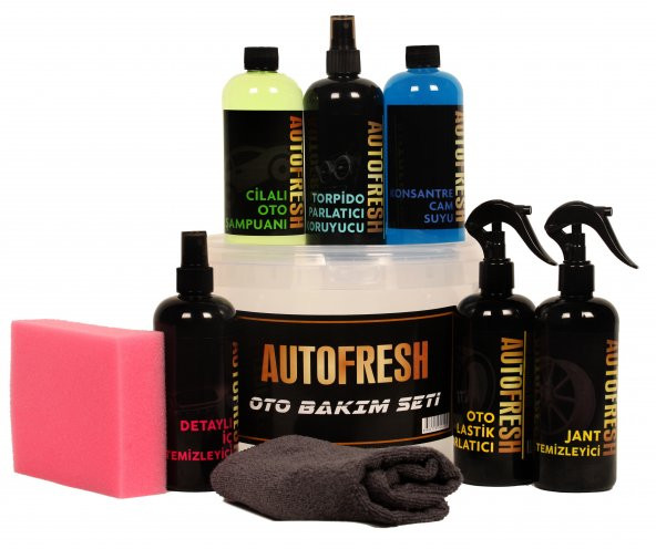 AutoFresh Seffaf Kovalı 9lu Efsane Araç Bakım Seti Fırsat Oto Bakım Temizlik Seti Bez Sünger Hediye - Resim 2